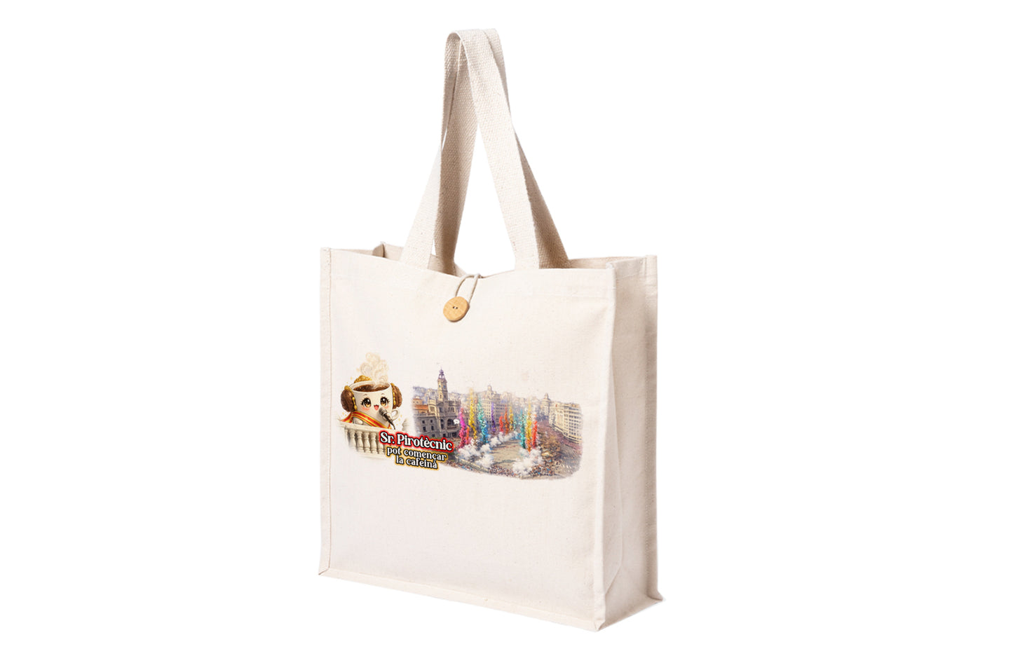 Totebag Fallera “Sr. Pirotècnic, pot començar la cafeinà”