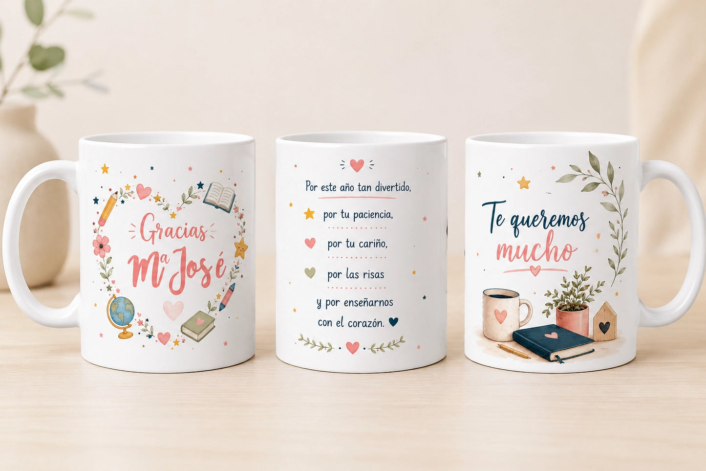 Taza personalizada para profesora – Gracias + nombre de la profe
