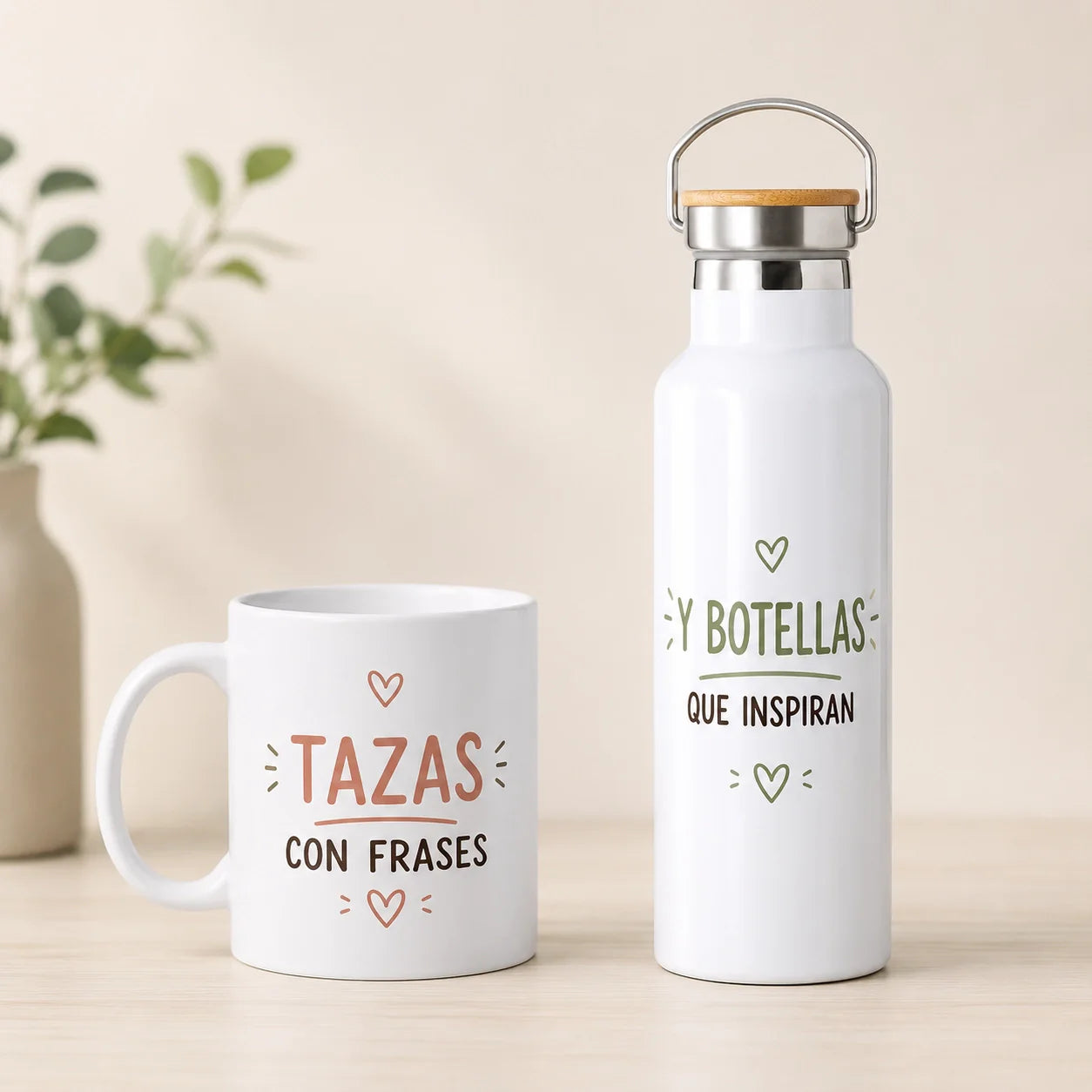 Tazas y Botellas con Frases que Inspiran