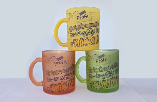 Taza de cristal personalizada para profes