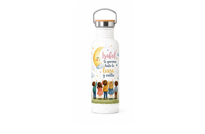 Botella personalizada para profesora - "Te queremos hasta la luna y vuelta"