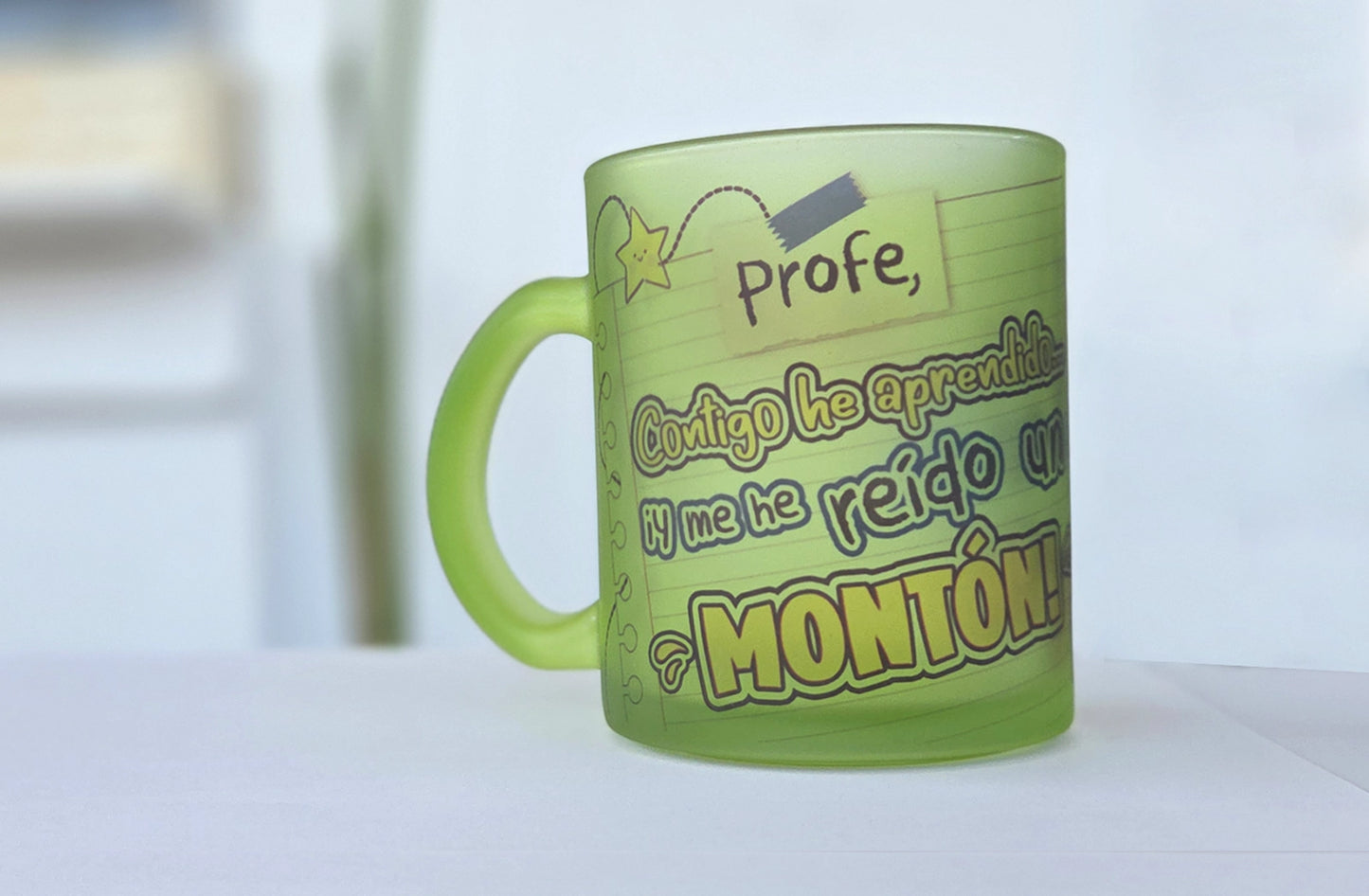 Taza de cristal personalizada para profes