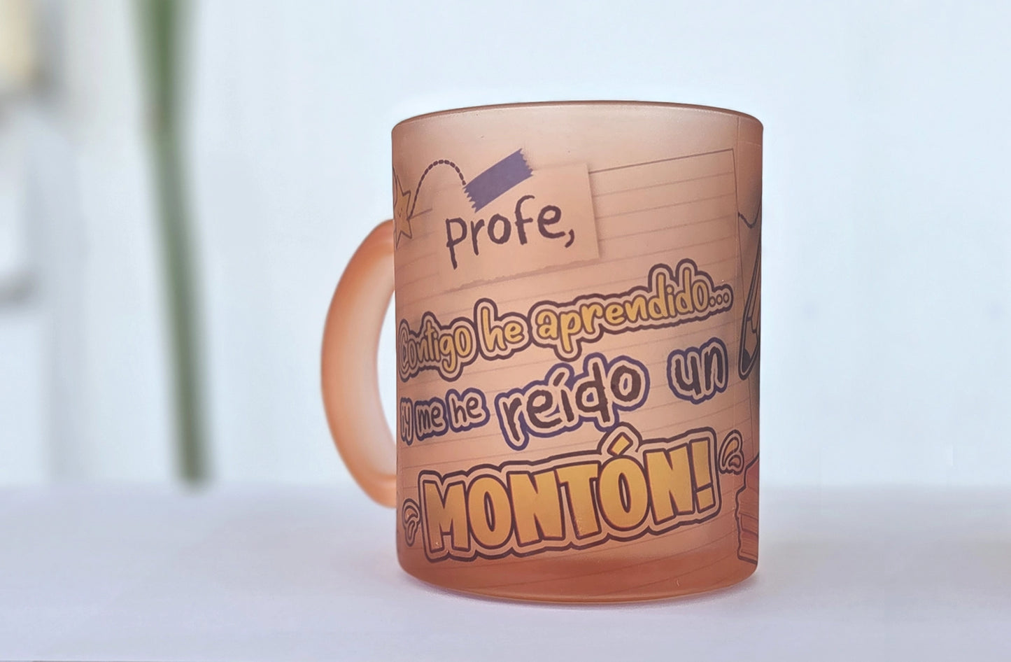 Taza de cristal personalizada para profes