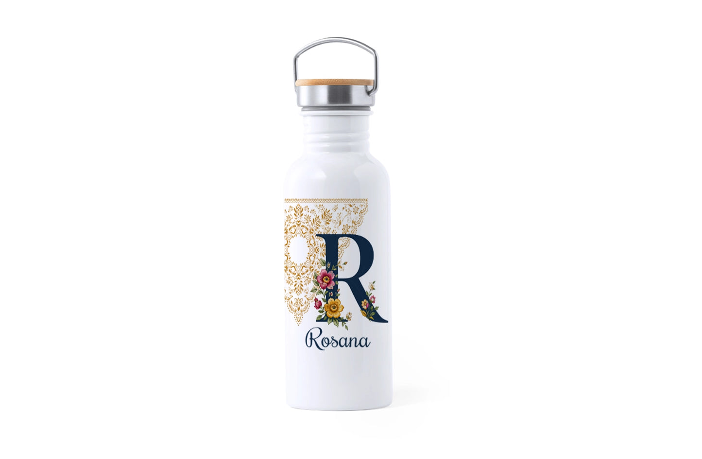 Botella retro personalizada para falleras con inicial y nombre | Regalos fallas