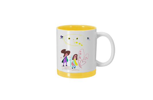 Taza de colores con el dibujo de tu hija o hijo