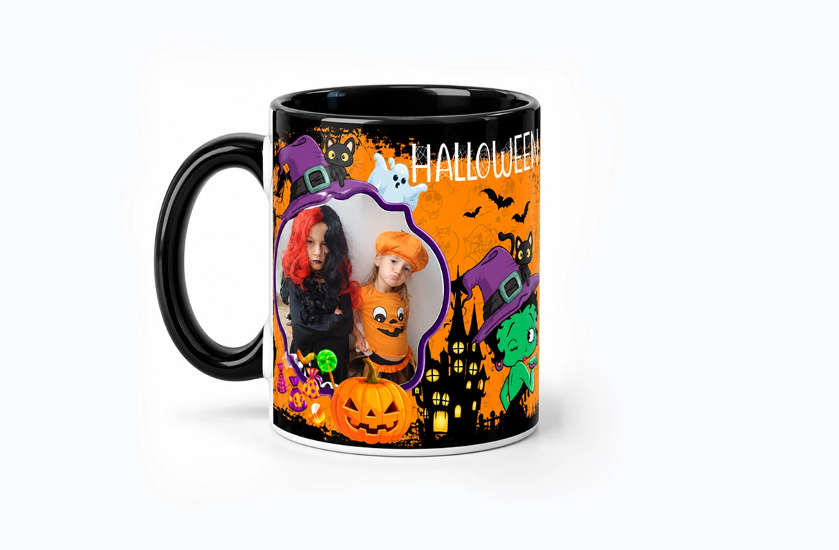 Taza de Halloween personalizada con tu foto y con Betty boop | 350 ml 🎃💚