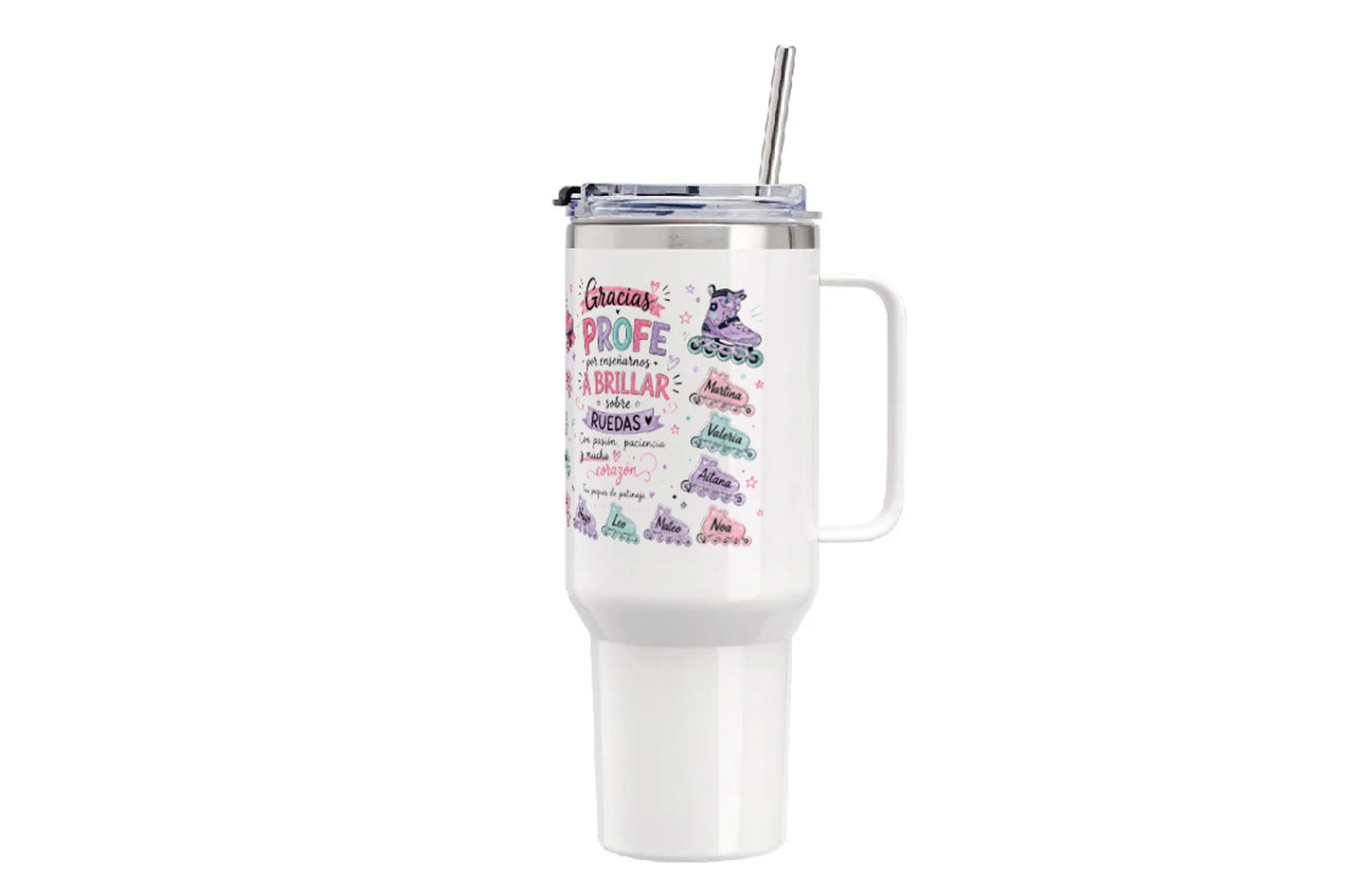 Vaso térmico personalizado para profesora de patinaje | Un regalo que recordará siempre