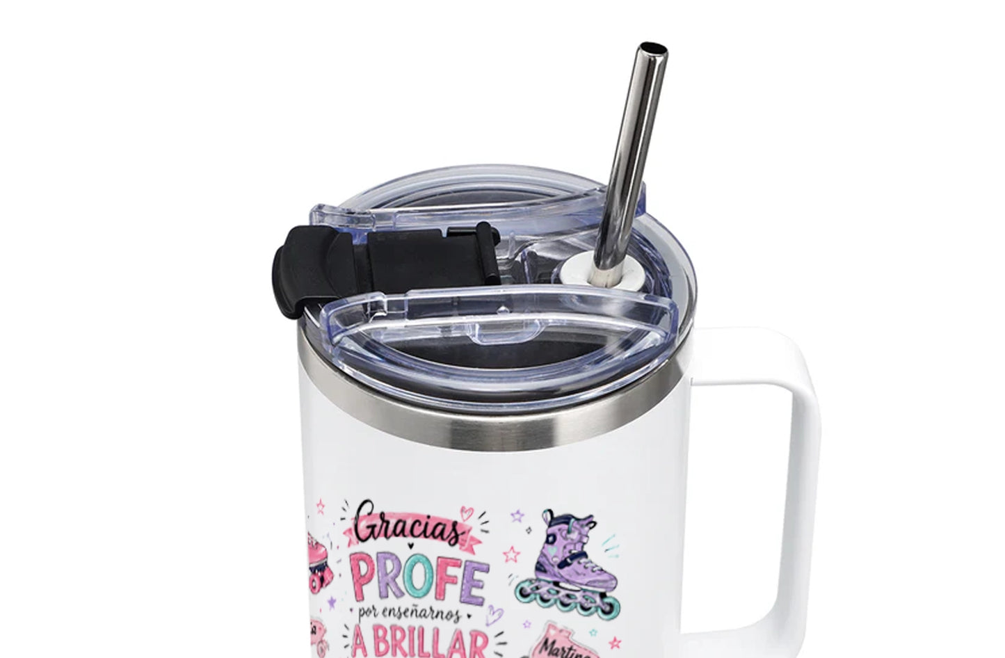 Vaso térmico personalizado para profesora de patinaje | Un regalo que recordará siempre